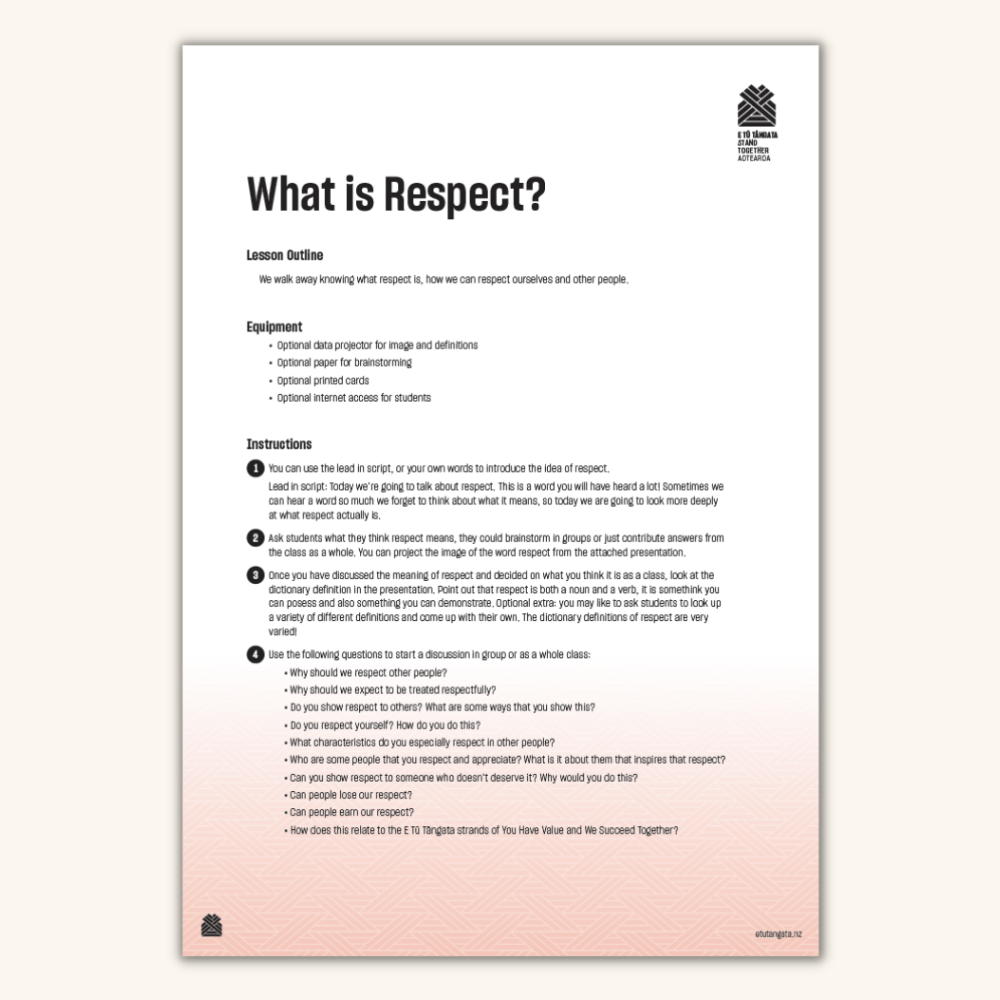 What is Respect? Lesson Outline