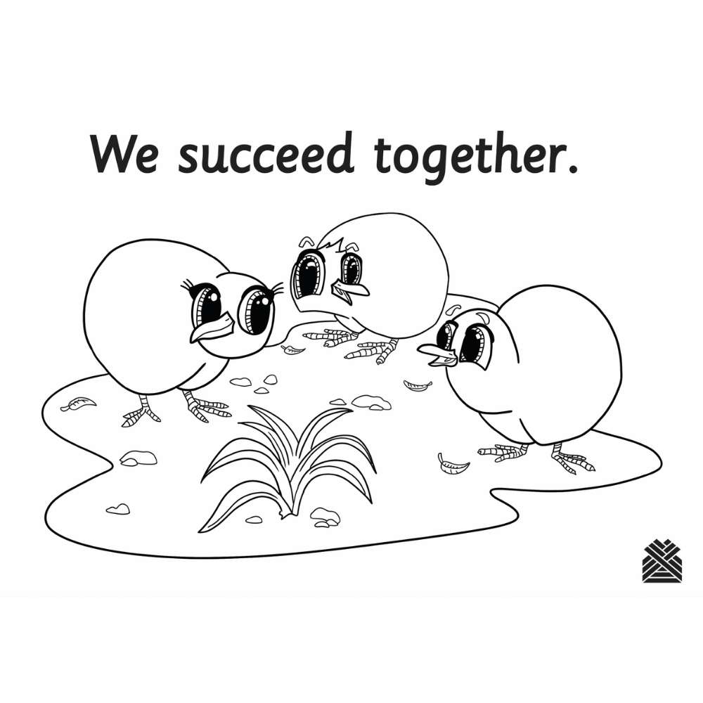 We Succeed Together- Cartoon Colouring Page