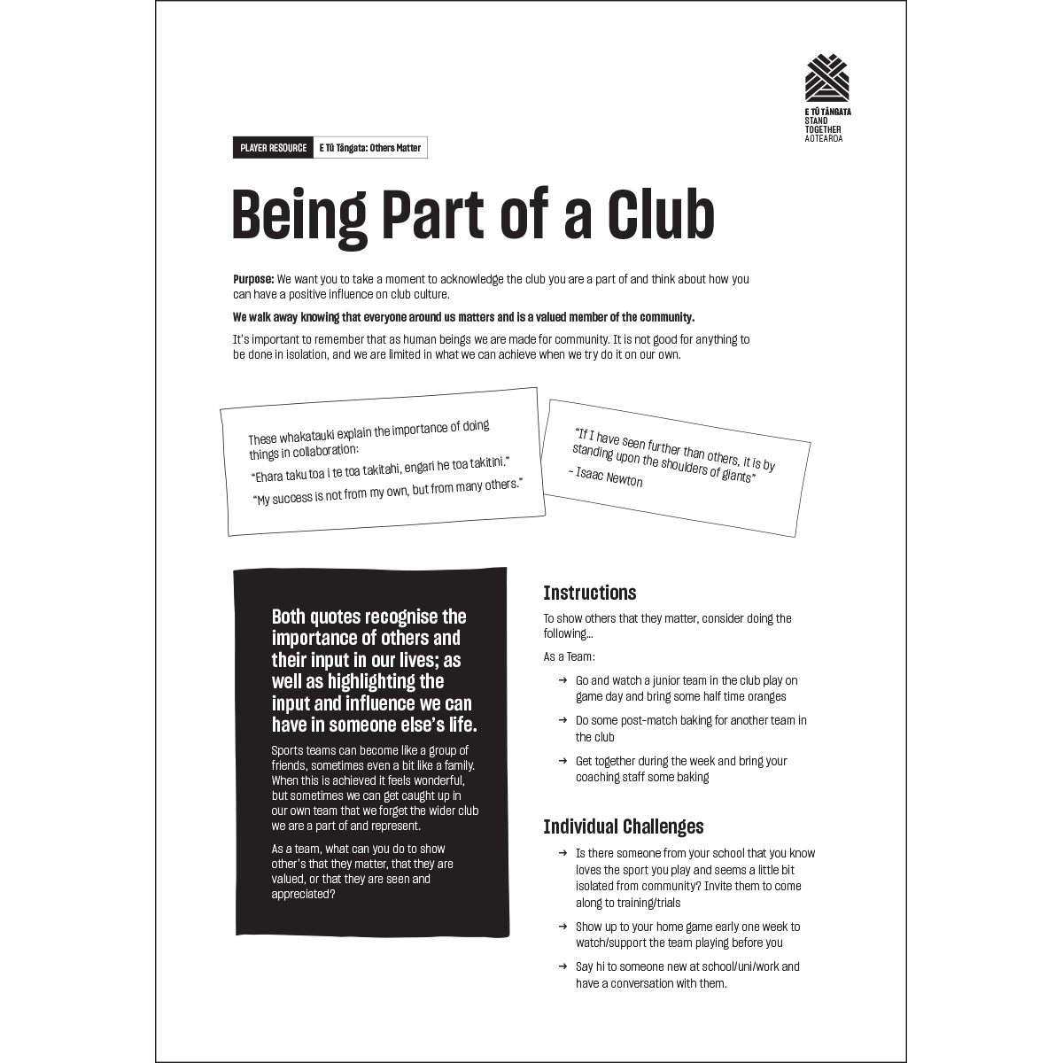 being part of a club