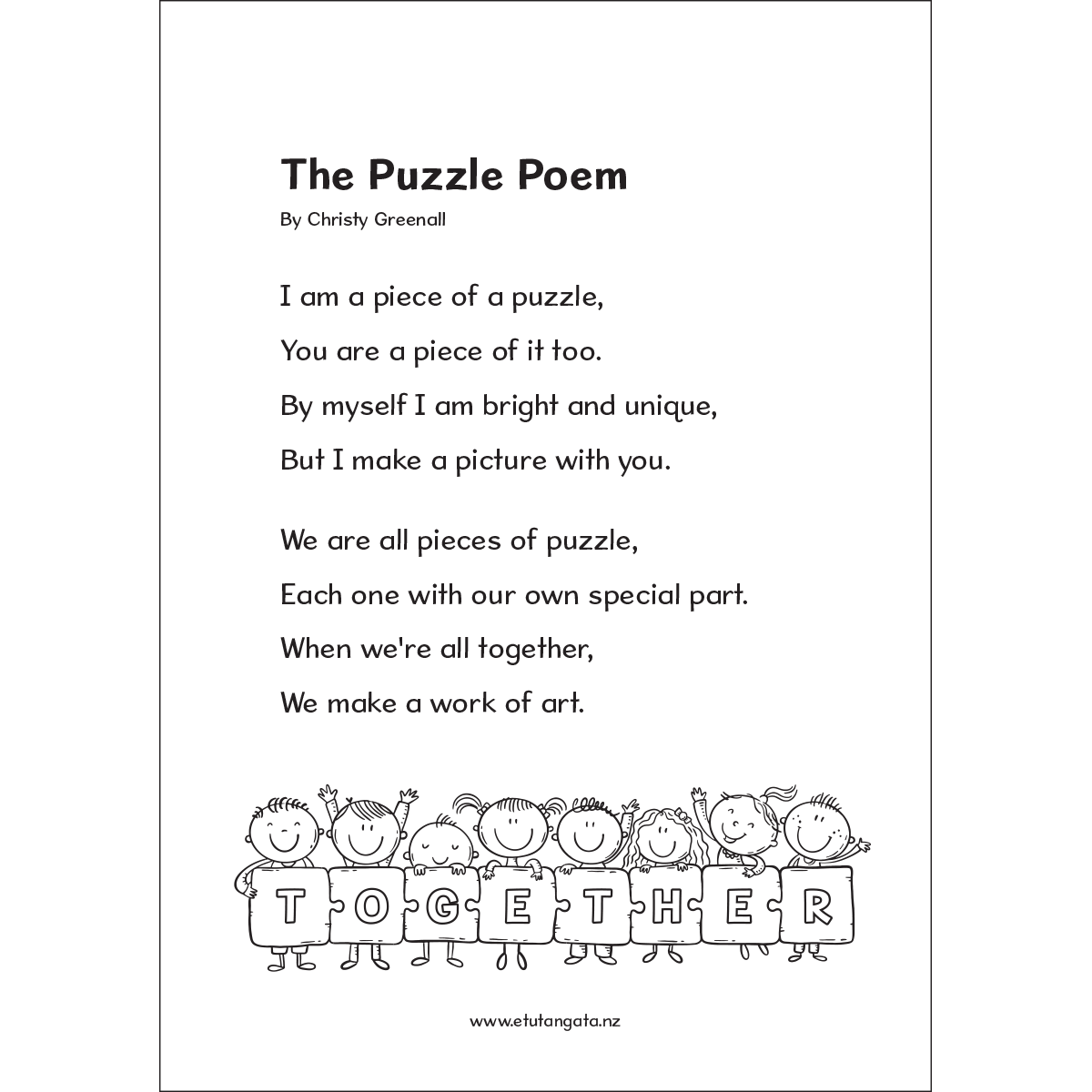 The Puzzle Poem - Black and White