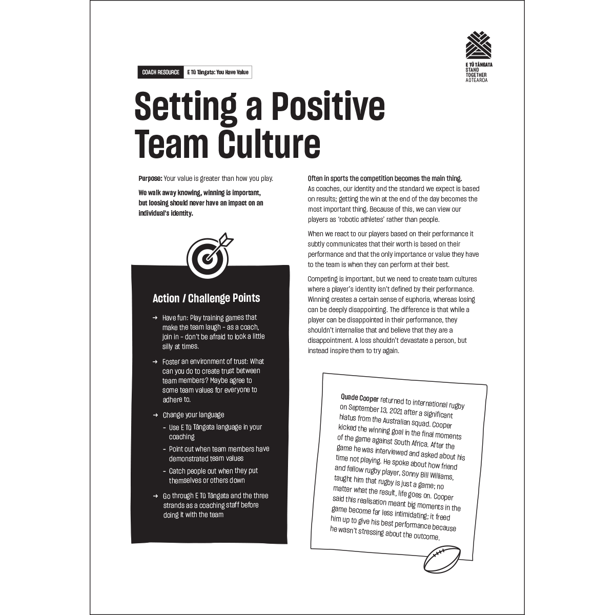 setting a postive team culture worksheet